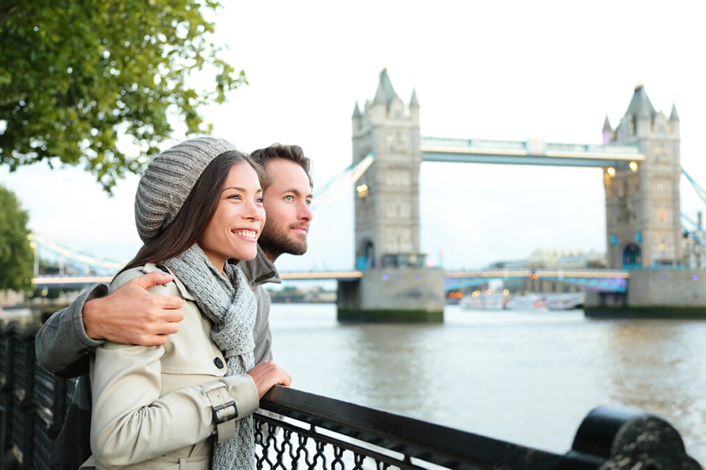 Couple in London exploring the city